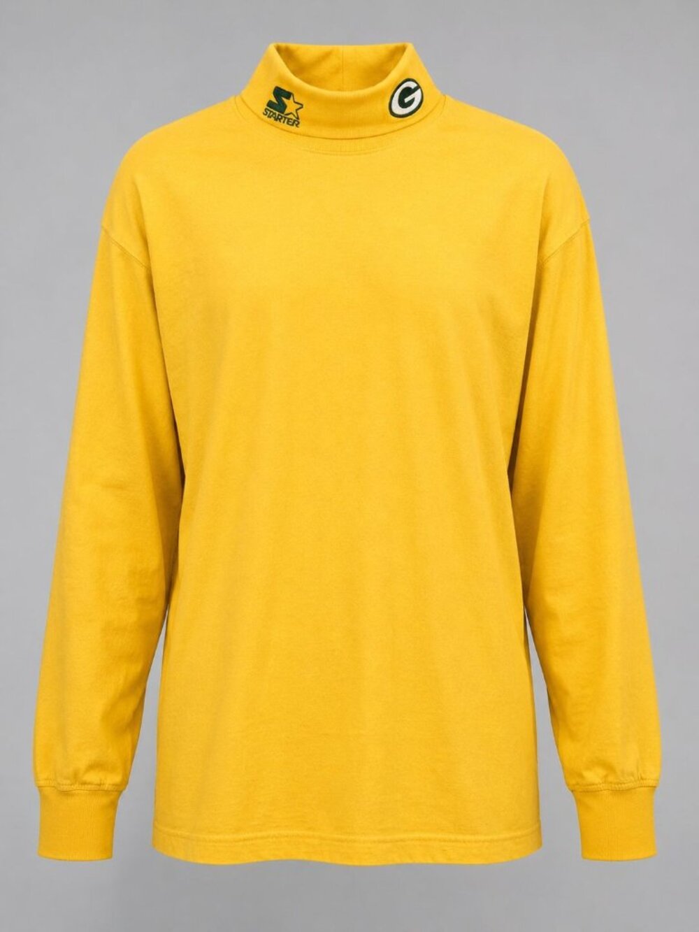Starter Green Bay Packers Mens Medium Yellow Mock Turtle Neck Shirt Pro Line
